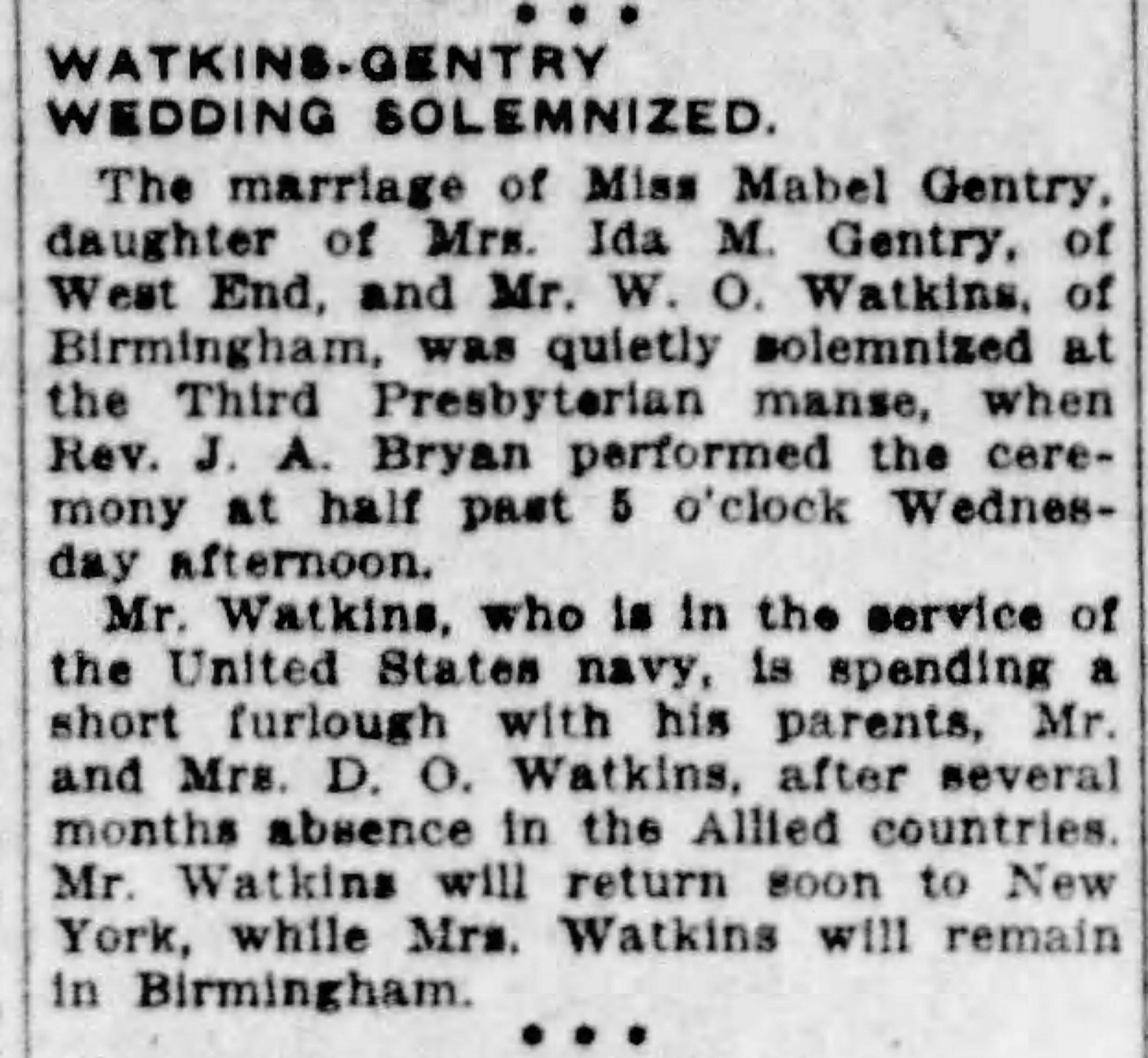 Mabel Gentry-W.O. Watkins